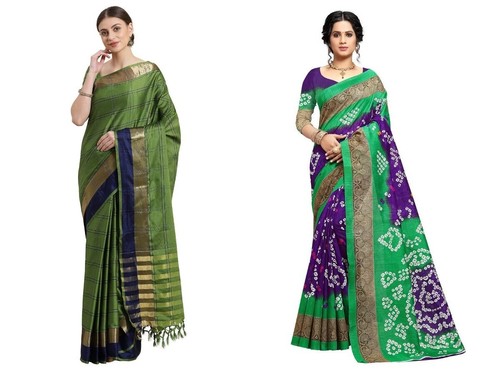 Silk blend bandhani - silk,