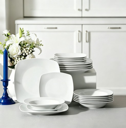 White porcelain dinnerware set - dinnerware,