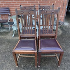 Beautiful Set Of 4 Waring & Gillow Mahogany Dining Chairs Home Decor Leather