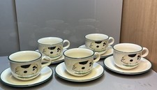 T G Green Cloverleaf Tea Cup Saucer Set  Farm Animals Pig Chicken X5