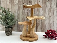 Wooden Mushroom Toadstool Ornament Teak Root Hand Carved Driftwood  - Large
