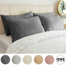 OHS Teddy Fleece Pillowcase Cover Bedding 4 x Thermal Warm Bear Sherpa Warm Soft