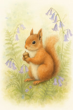 Squirrel Among Bluebells