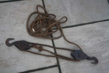 Vintage  Rope Block and Tackle for Lifting or Display