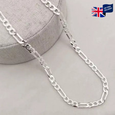 Guaranteed 925 Sterling Silver Curb 6mm Figaro Chain Men's Necklace Solid Italy