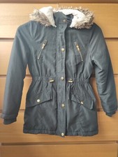 Girls Black Hooded Parka Coat