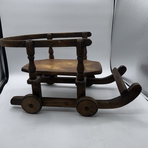 Vintage primitive wooden sled - vintage,
