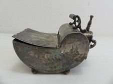 (ref288AI) Antique Pewter Britannia Metal Sugar Scuttle and Scoop