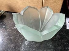 Vetro Murano Venezia Frosted Green Tulip Shaped Bowl 9 X 15 Cms With Label