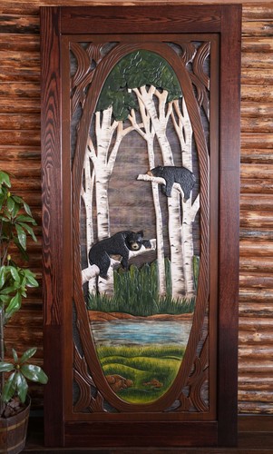 Handmade bear screen door - screen,
