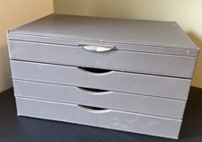 M&S - Faux Leather - Gray - Jewellery Box - Home Decor Accessory 