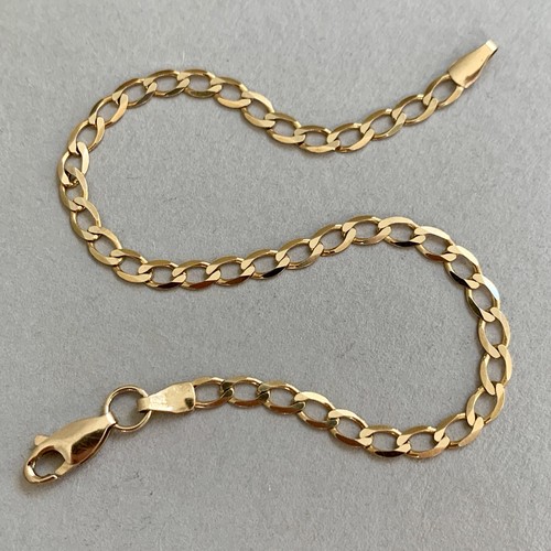9ct gold flat curb link - gold,
