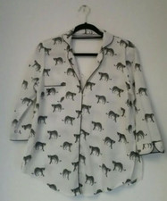 River Island Womens Pyjamas Shirt Size XS Short Sleeve Button Up Night Top White