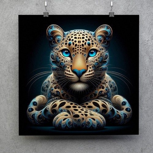 Leopard with blue - leopard, big