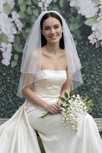 Veil plain white corded - veil,