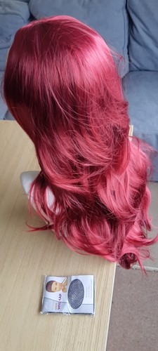 Burgundy red wig long - red, wig.