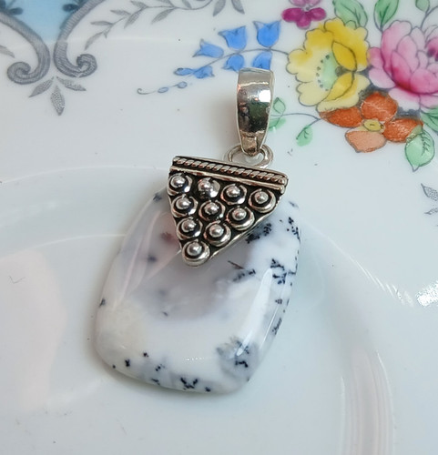 White black dendrite opal - white,