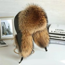 Mens Real Raccoon Fur Hat
