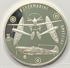 2010 Silver Proof Plated Battle Britain Coin Supermarine. Spitfire. FF 106 
