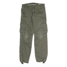 Mens Regular Fit Cargo Style Cotton Blend Jeans Button Closure W33 L32 Casual