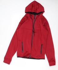 SIIMHWRSS Mens Red Cotton Full Zip Hoodie Size M