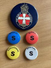 Girls Brigade pin badges x 5  : 5.5cm & 2.2cm Diameter. Vintage & Collectible