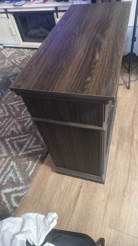 Brown wood electric fireplace - electric,