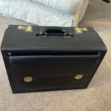 Large Leather Look Black Pilot Brief Case Combination Lock