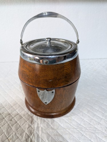 Vintage wooden biscuit barrel - vintage,