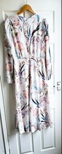 Ted Baker Edreana Creme Garden Bird Print Decadence  Midi Dress Size 3 Uk 12