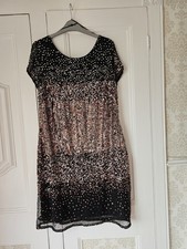 Sparkly Festive Roman Gold Pink Black Ombre Dress Size 18