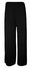 Ladies Womens Plain Palazzo Trousers Baggy Wide Leg Flared Pants 8-26