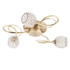 ROSDORF PARK "SYLVESTER" 3 LT  SEMI FLUSH MOUNT PENDANT/ ANTIQUE BRASS/GLASS