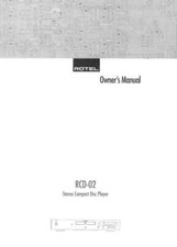 Rotel RCD-02 CD Player Owners Manual