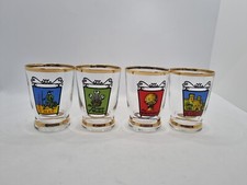 4 Vintage Shot Glasses Golden