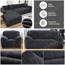 VELVET Elastic STRETCH SOFA COVERS Slipcover Protector Settee 1/2/3/4 Seater