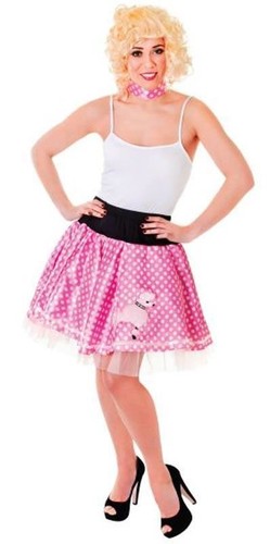 Pink and white poodle skirt - pink,