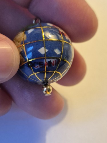 Lapis enamel globe pendant - enamel,