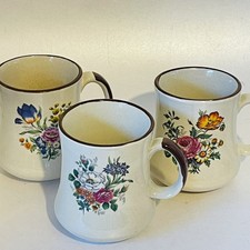 Vtg Floral Mugs Stoneware