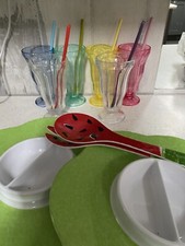 Picnic Ware Set Sundae Dishes Melamine Spoons Chip And Dip Trays Serving Spoons