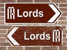 Lords Cricket Ground Metal Road Sign Arrow Retro Garage Sign Man Cave