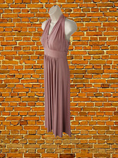 M&S DUSKY PINK DRESS SIZE UK 8 WOMENS MAXI MULTIWAY HALTER NECK BRIDESMAID PROM 