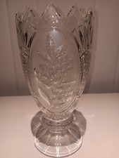 HEAVY ORNATE CLEAR/FROSTED GLASS CRYSTAL VASE BY ART LOUVRE'S