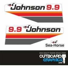Johnson 9.9hp Seahorse 2 stroke  (1975) outboard engine decals/sticker kit