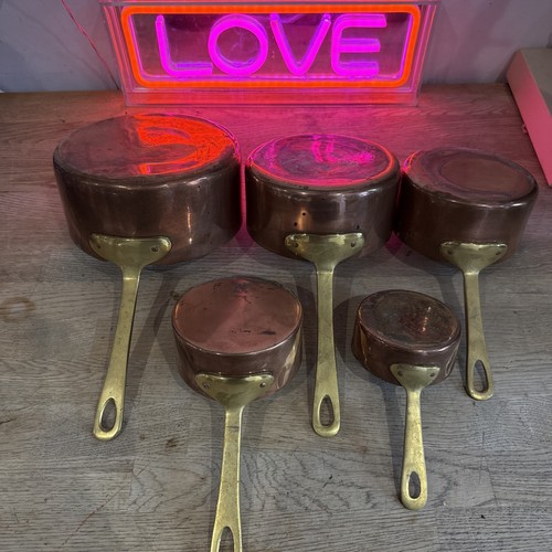 Vintage brass pan - set, kitchen