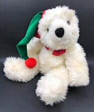Vintage Allders White Christmas Teddy Bear 20” Plush Soft Toy With Hat & Bow Tie