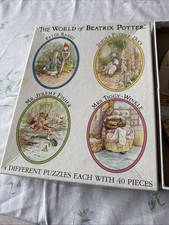 Beatrix Potter Jigsaw 4 Puzzles 40 Pieces The World Of 1989 Vintage Set Boxed