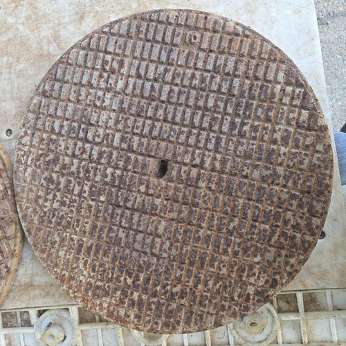 Round cast iron manhole cover - cast,