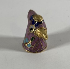 Vintage Cloisonné Enamel Thimble Bird with Beak and Decorative Vgc