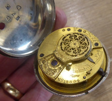 QUALITY GENTS SILVER CASED  FUSEE VERGE POCKET WATCH DATES C 1820